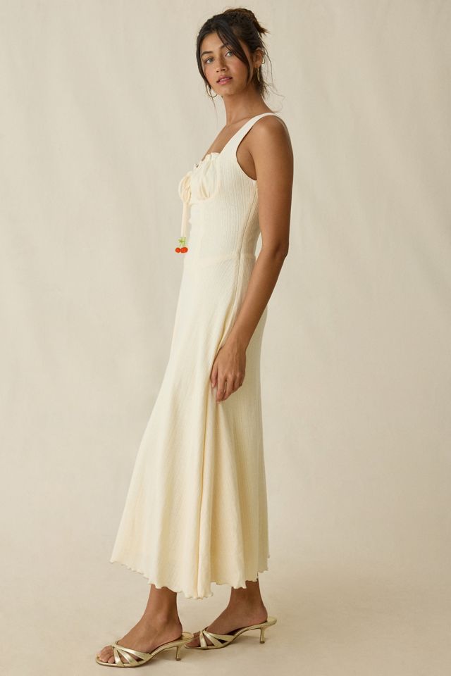 Jacquie The Label Yara Pointelle Milkmaid Midi Dress | Urban Outfitters