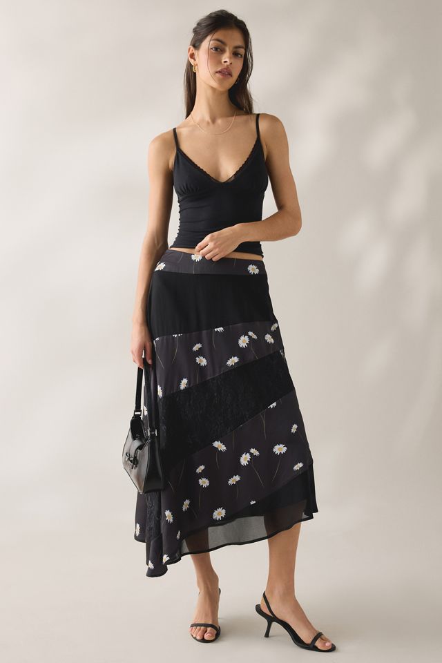 Jacquie The Label Gabriela Spliced Asymmetric High-Low Midi Skirt