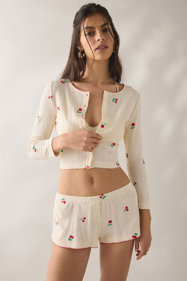 Short de détente Yara à broderie de cerises en pointelle Jacquie The Label #3