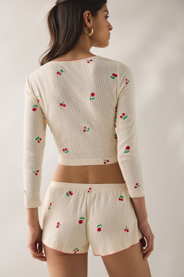 Short de détente Yara à broderie de cerises en pointelle Jacquie The Label #4