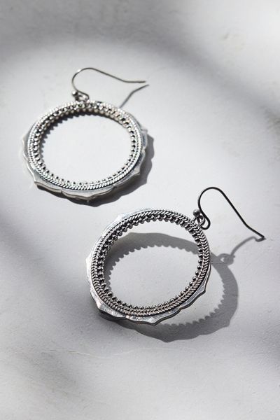 Protector Silver Metal Hoop Earrings