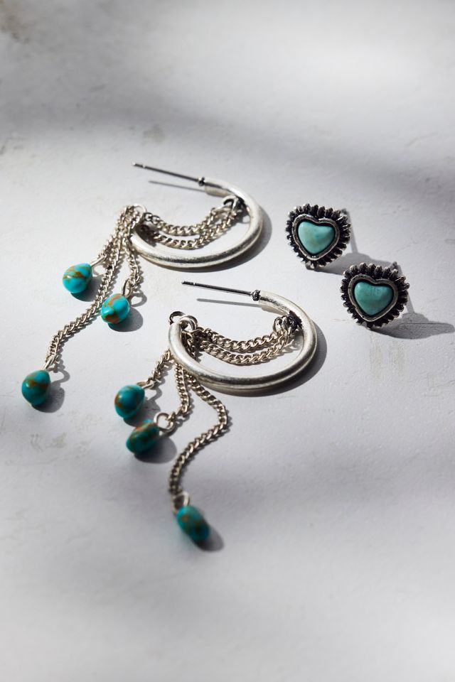 Protector Turquoise Charm Hoop & Stud Earring Set #1
