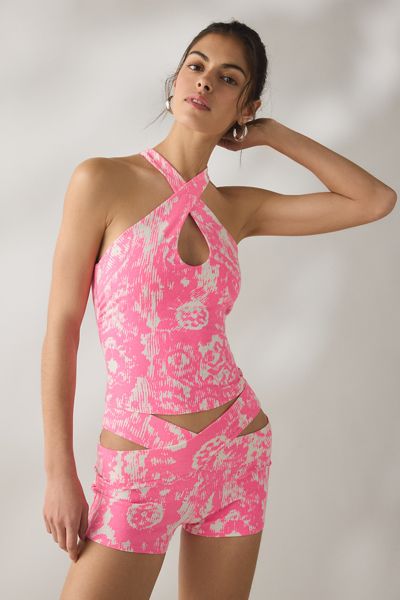Out From Under Bec Keyhole Crisscross Halter Top