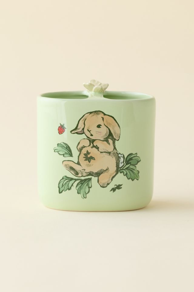Strawberry Bunny Ceramic Toothbrush Holder #2
