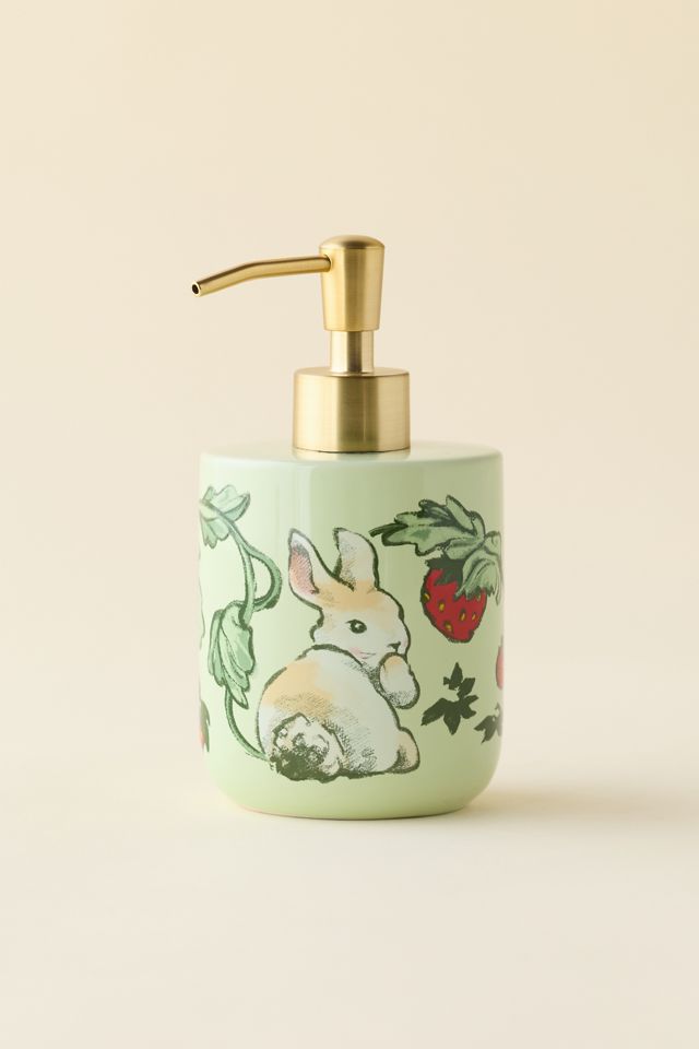 Strawberry Bunny Ceramic Soap Dispenser #1