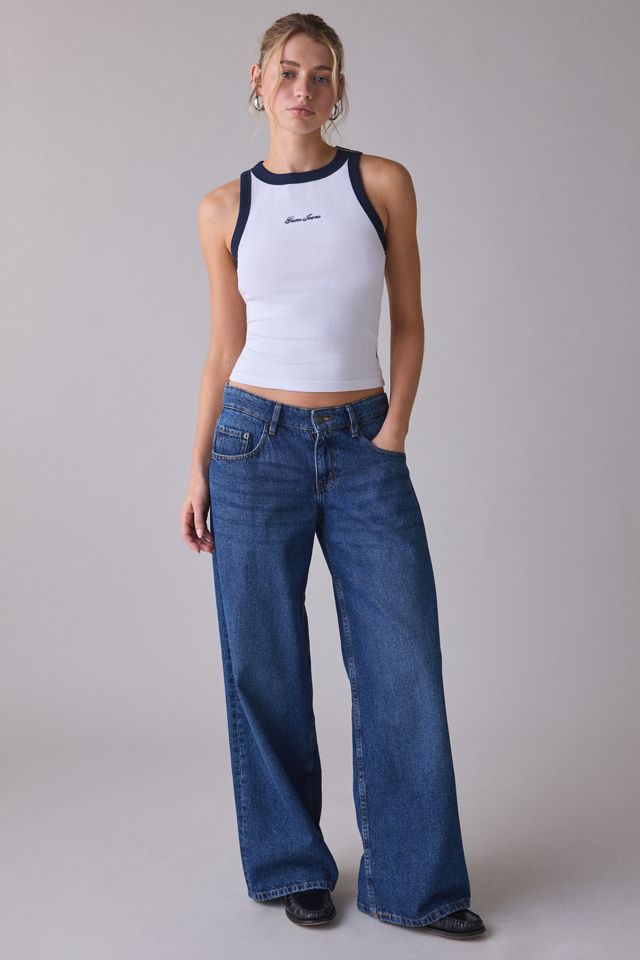 GUESS JEANS Embroidered Logo Graphic Rib Tank Top #2