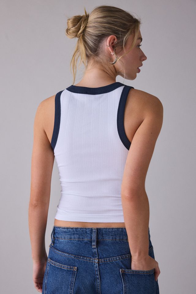 GUESS JEANS Embroidered Logo Graphic Rib Tank Top #3