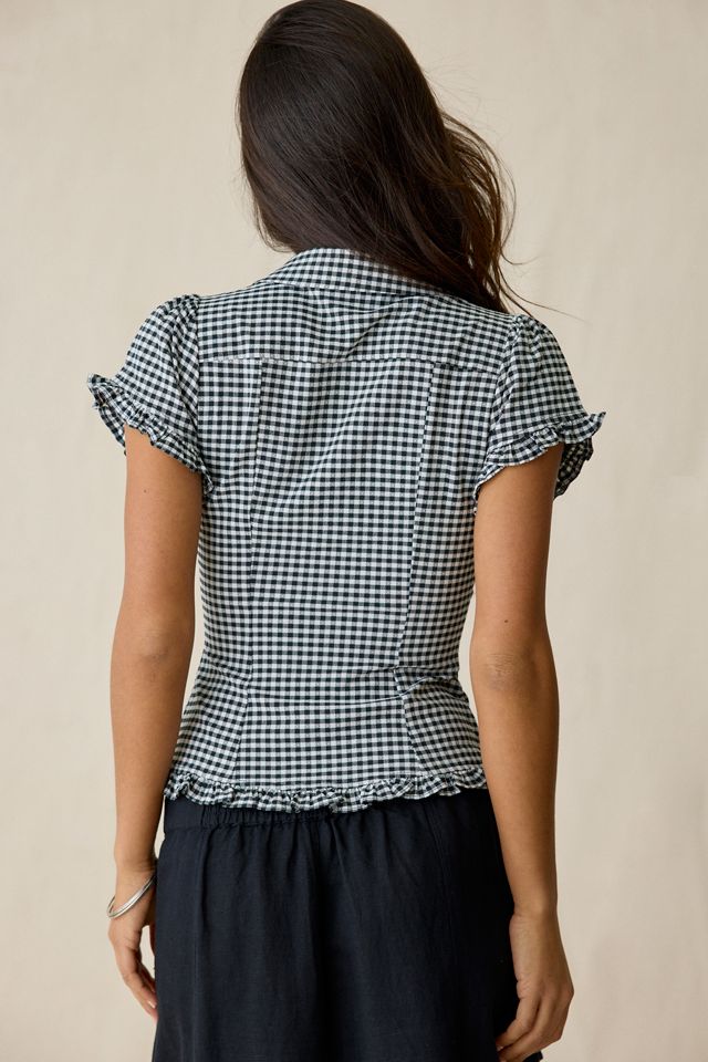 Kimchi Blue Rebecca Ruffle Split-Front Slim Short Sleeve Button-Up Shirt #2