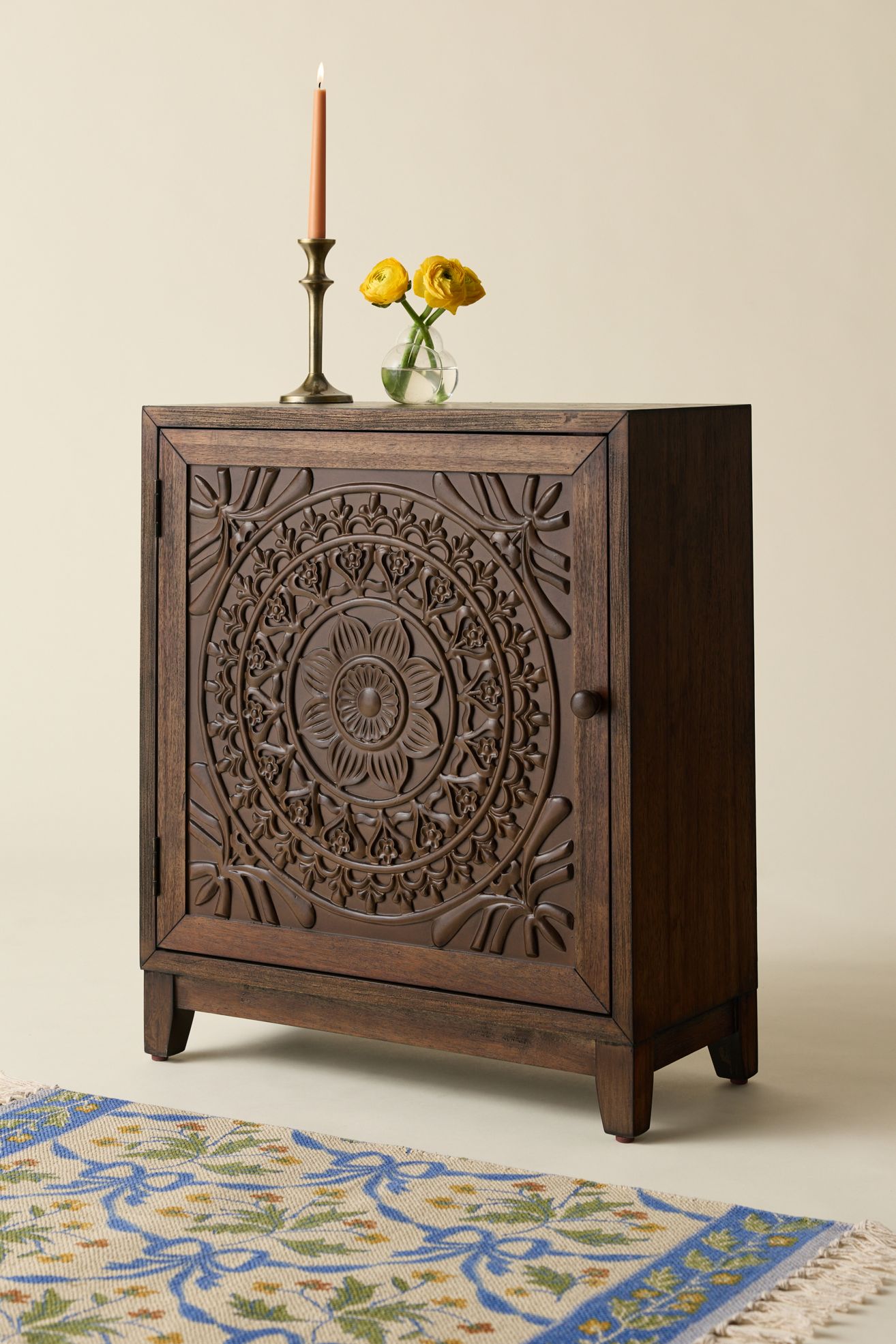 Eleanor Carved Storage Cabinet - Dark Brown, ONE SIZE