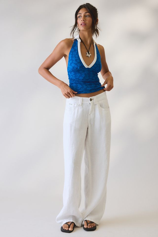 Kimchi Blue Ashtin Collared Flocked Floral Mesh Halter Top #2