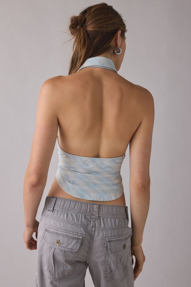 UO Tough Luck Slim Collared Plunging Halter Top #1
