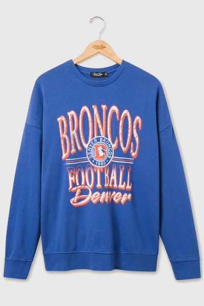 Junk Food Nfl Lateral Crewneck Sweatshirt In Denver Broncos, Men's At Urban Outfitters In Blue