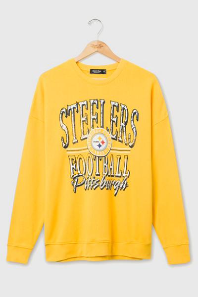 Junk Food Nfl Lateral Crewneck Sweatshirt In Pittsburgh Steelers, Men's At Urban Outfitters In Yellow