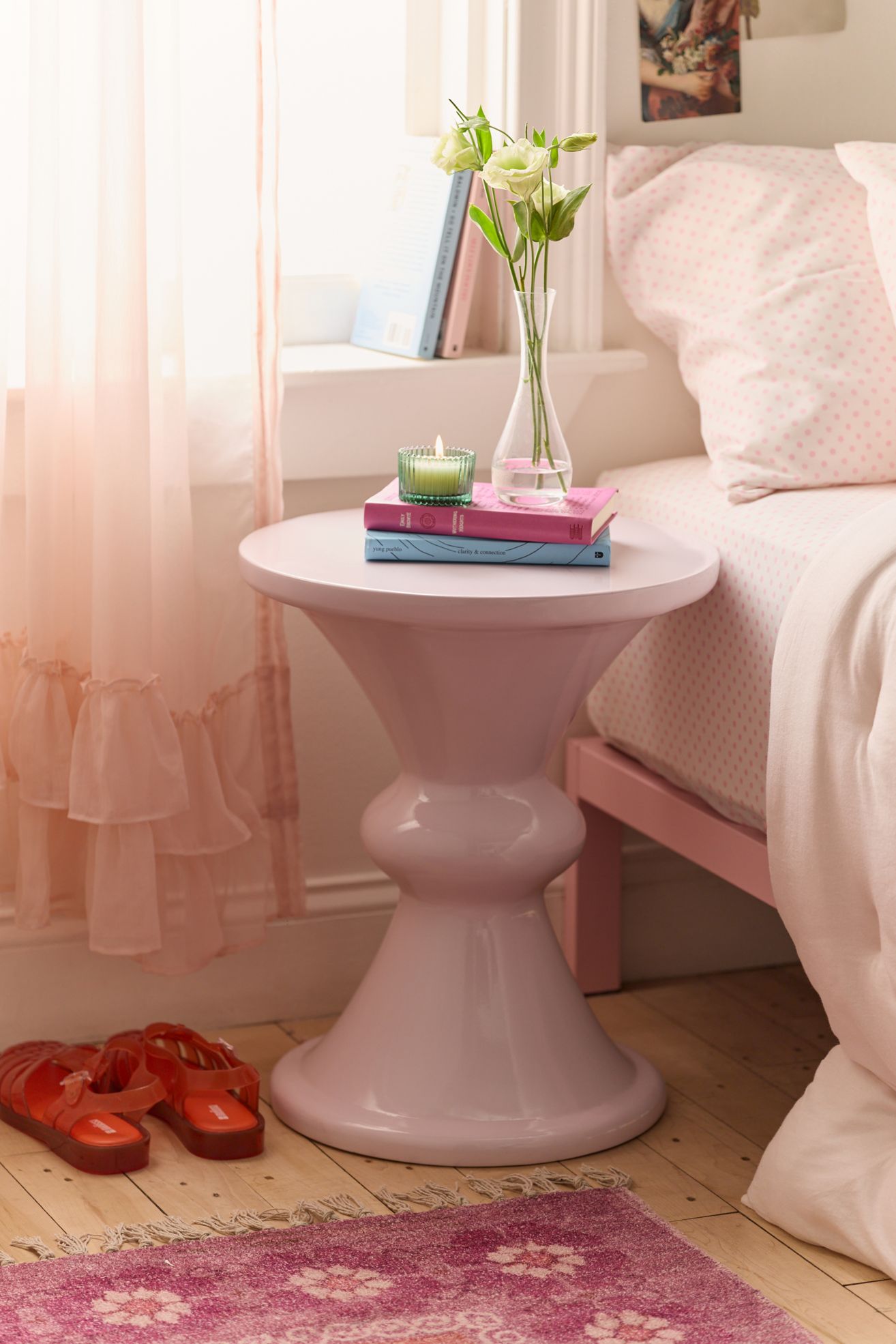 Amaya Hourglass Indoor/Outdoor Side Table - Blush, ONE SIZE