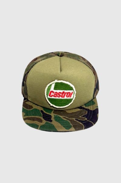 Vintage 1990's Castrol Racing Hunting Camo Trucker Hat