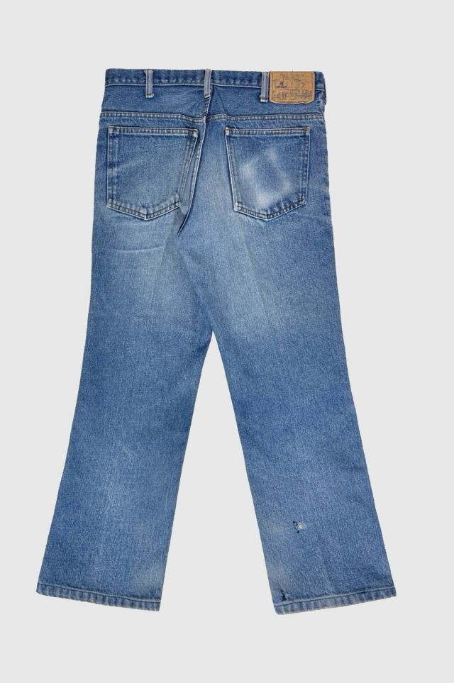 Vintage 1970's Penney's Plain Pockets Perfect Fade Western Bootcut Denim Jeans #1