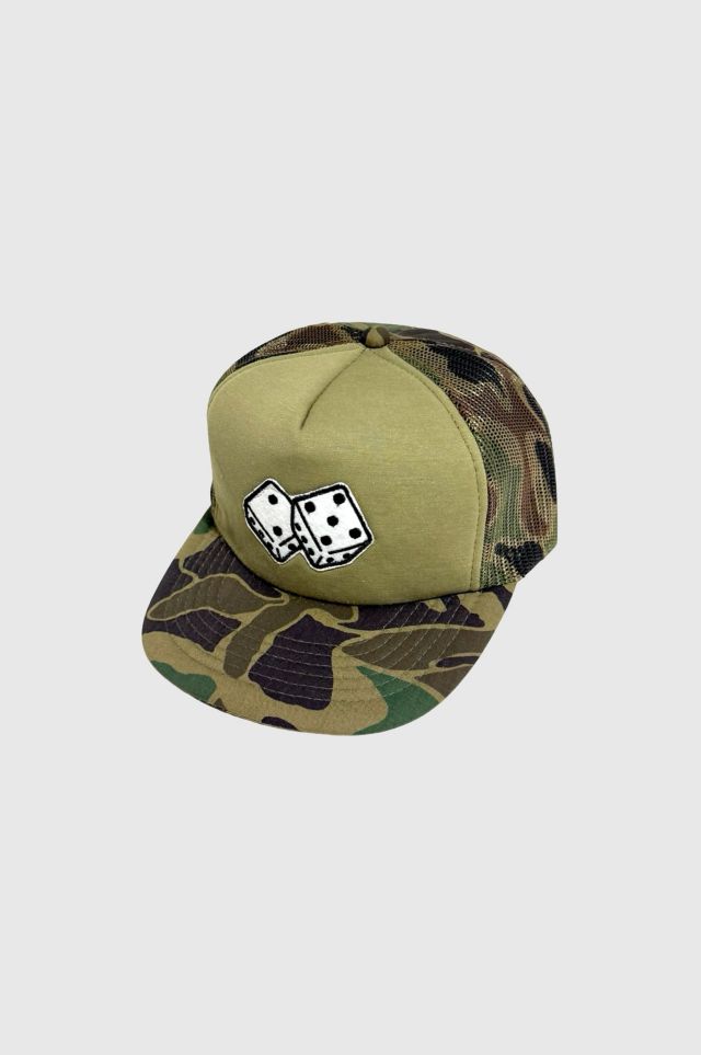 Vintage 1970's Dice Hunting Camo Foam & Mesh Trucker Hat #1