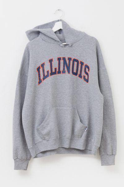 Vintage Y2K Distressed Russell Athletic Illinois Spell Out Pullover Graphic Hoodie Sweatshirt