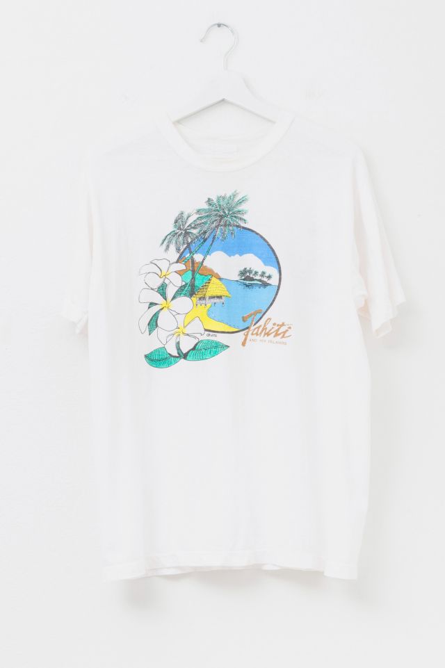 Vintage 1980s Distressed Tahiti Islands Graphic T-Shirt