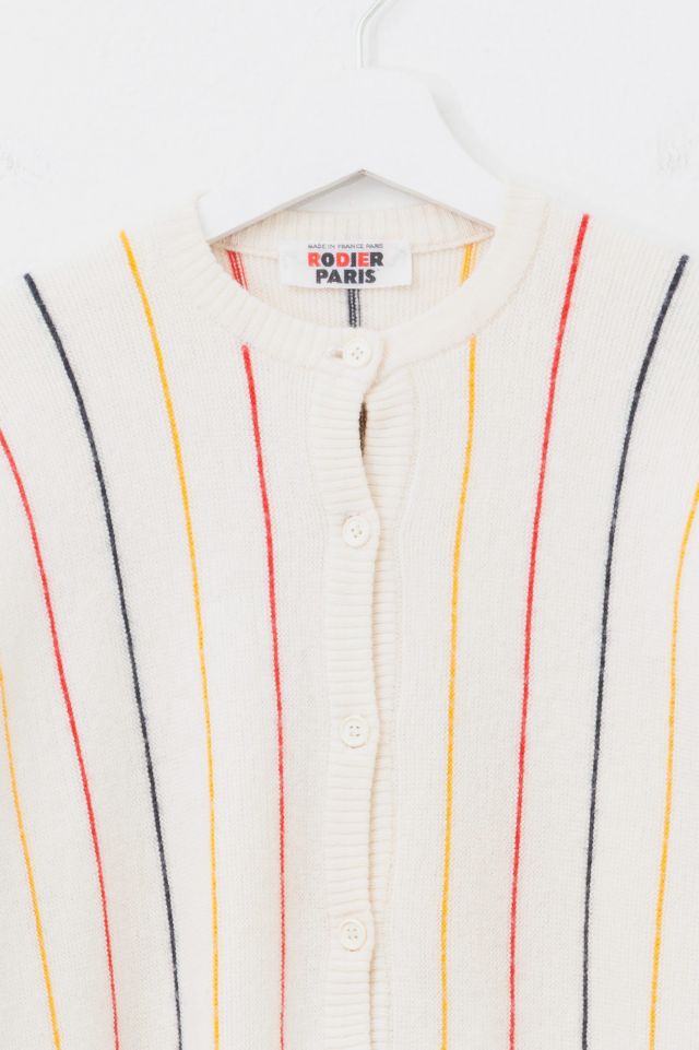 Vintage 1980s Rodier Paris Striped Cardigan Sweater #1