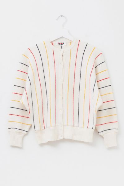 Vintage 1980s Rodier Paris Striped Cardigan Sweater