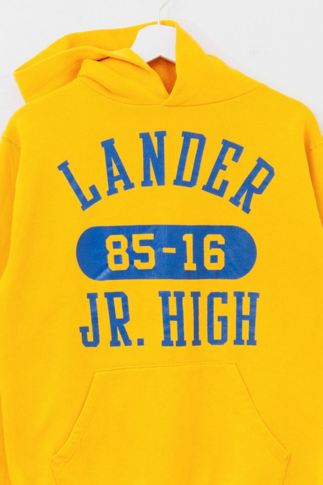 Vintage 1980s Russell Athletic Spell Out Yellow Hoodie Sweatshirt Made in USA #1
