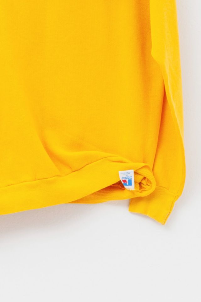 Vintage 1980s Russell Athletic Spell Out Yellow Hoodie Sweatshirt Made in USA #3