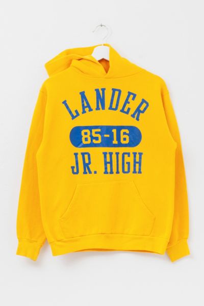 Vintage 1980s Russell Athletic Spell Out Yellow Hoodie Sweatshirt Made in USA