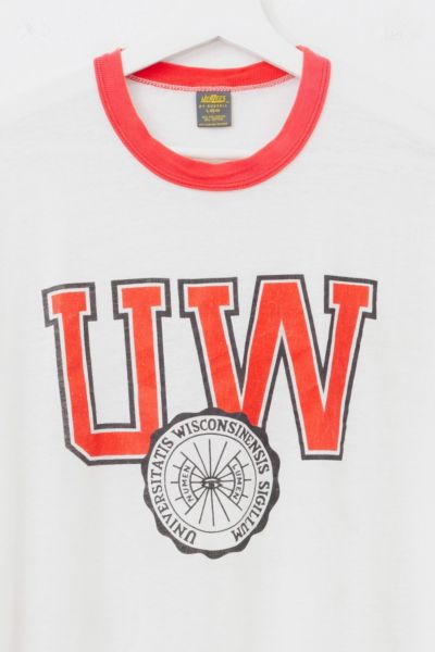 Vintage 1980s University of Wisconsin Graphic Ringer T-Shirt Made in USA