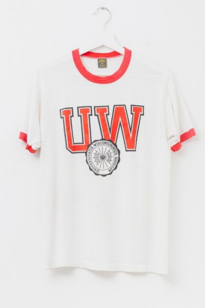 Vintage 1980s University of Wisconsin Graphic Ringer T-Shirt Made in USA