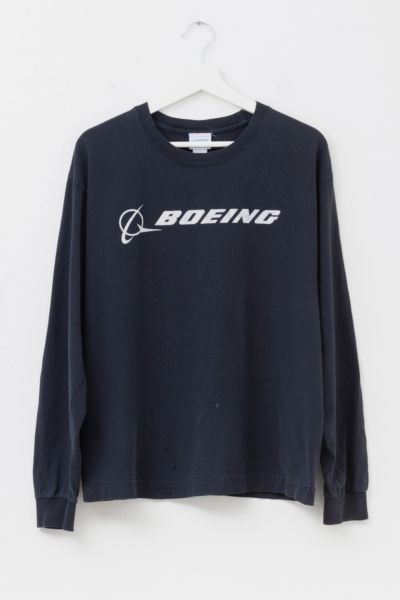 Vintage 1990s Distressed Boeing Black Long Sleeve Graphic T-Shirt