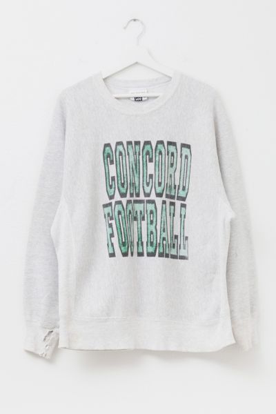 Vintage 1990s Distressed Football Spell Out Reverse Weave Crewneck Sweatshirt Made in USA