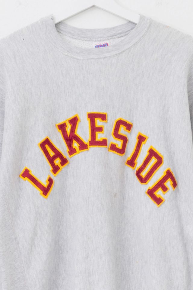 Vintage 1990s Distressed Reverse Weave Lakeside Spell Out Sweatshirt Made in USA #1