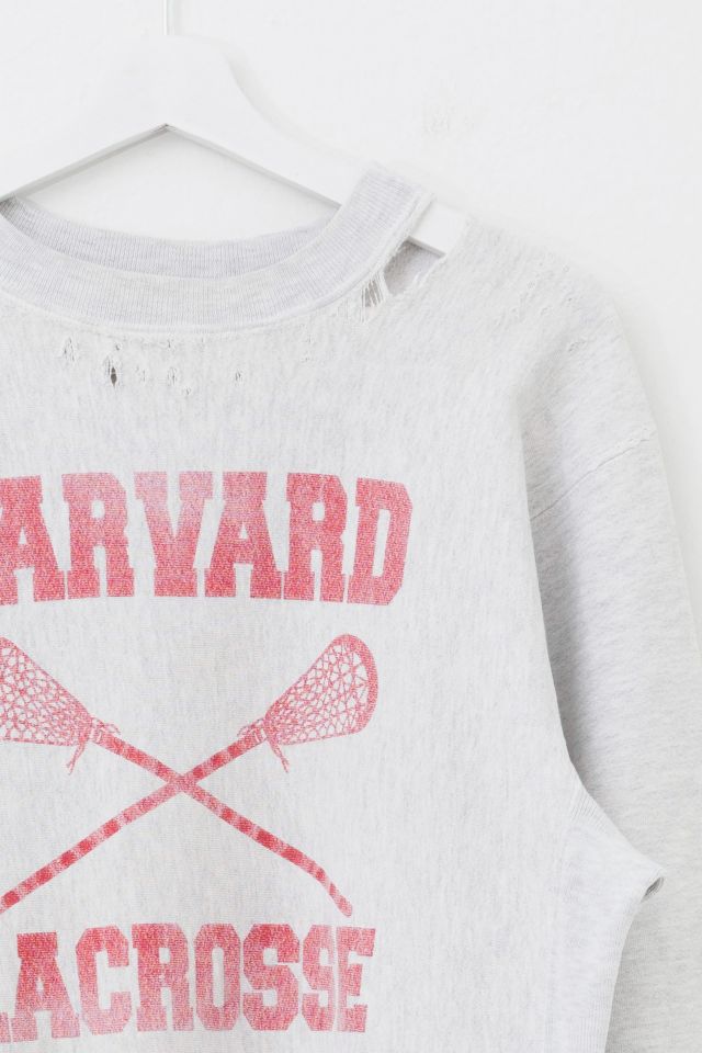 Vintage 1990s Distressed Harvard Lacross Reverse Weave Crewneck Sweatshirt Made in USA #1