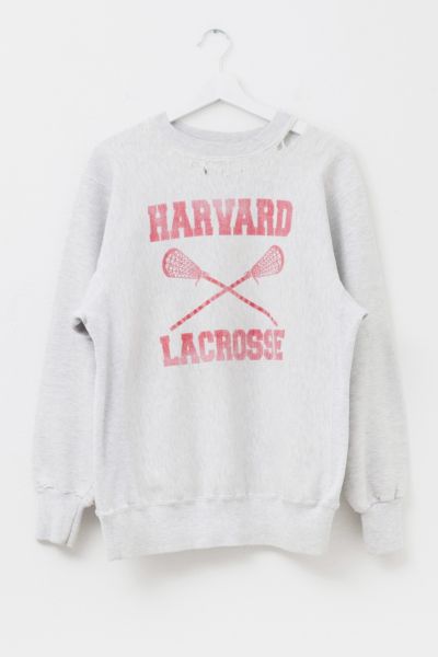 Vintage 1990s Distressed Harvard Lacross Reverse Weave Crewneck Sweatshirt Made in USA