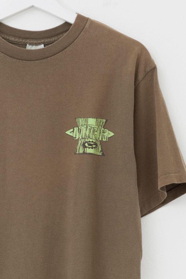 Vintage 1990s Distressed Gotcha Green Surf Graphic T-Shirt Made in USA #1