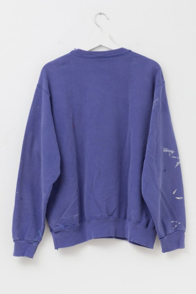 Vintage 1990s Distressed Champion Embroidered Logo V-Stitch Purple Crewneck Sweatshirt Made in USA #2