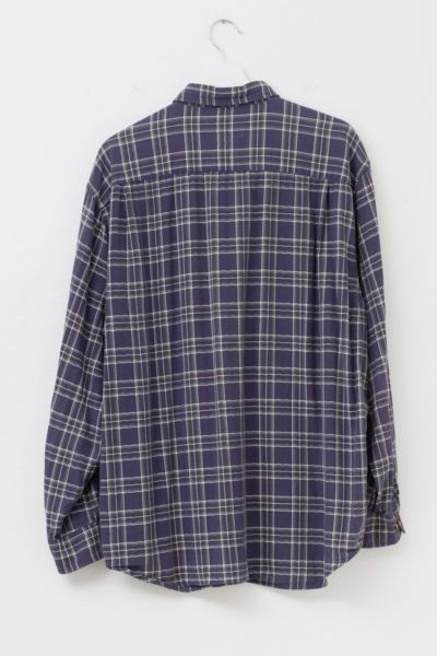 Vintage 1990s Eddie Bauer Blue Green Cotton Plaid Button Up Shirt
