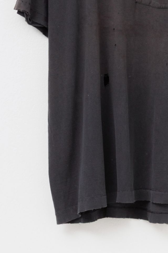 Vintage 1990s Heavily Distressed Blank Black Cotton Pocket T-Shirt #3