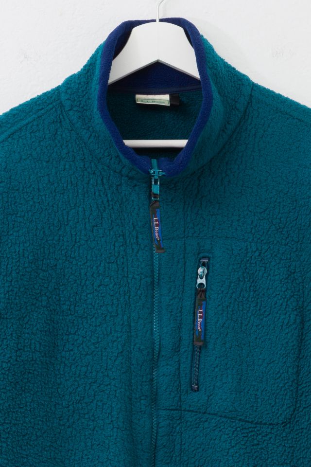 Vintage 1990s L.L. Bean Deep Pile Green Zipper Fleece Made in USA #1