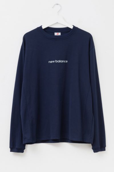 Vintage 1990s New Balance Navy Blue Graphic Long Sleeve Athletic Shirt