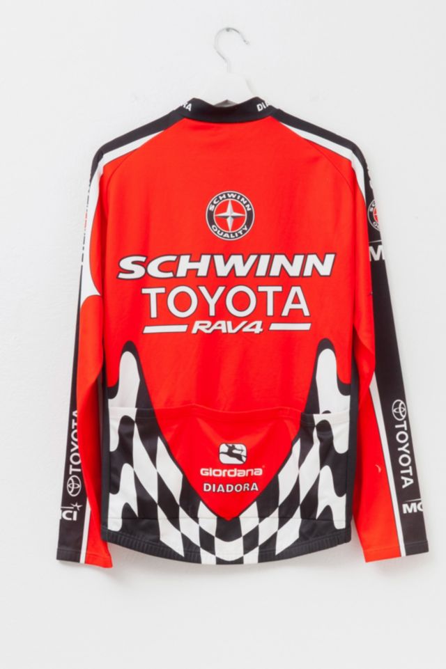 Vintage 1990s Schwinn Toyota All Over Print Red Black Rock Shox Mountain Bike Racing Jersey #2