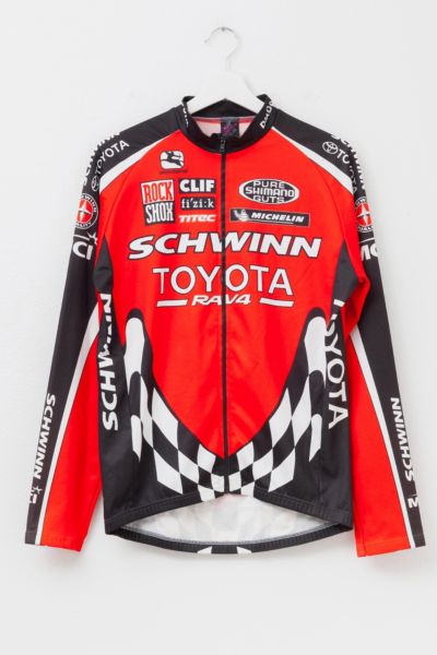 Vintage 1990s Schwinn Toyota All Over Print Red Black Rock Shox Mountain Bike Racing Jersey