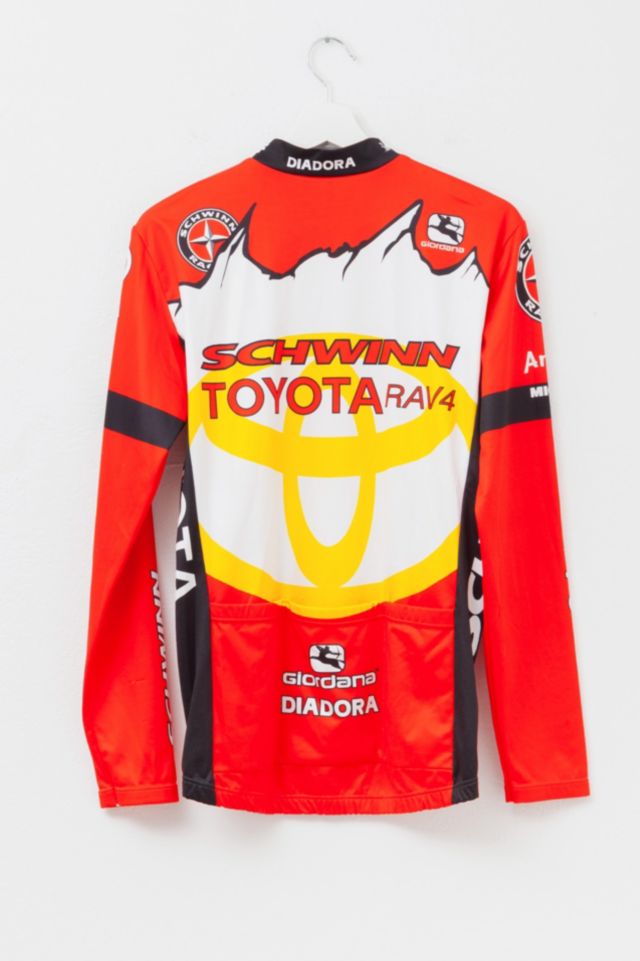 Vintage 1990s Schwinn Toyota All Over Print Red Yellow Mountain Bike Racing Jersey #2