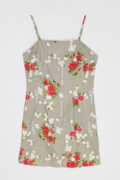 Vintage Y2k Gray Printed Mini Dress