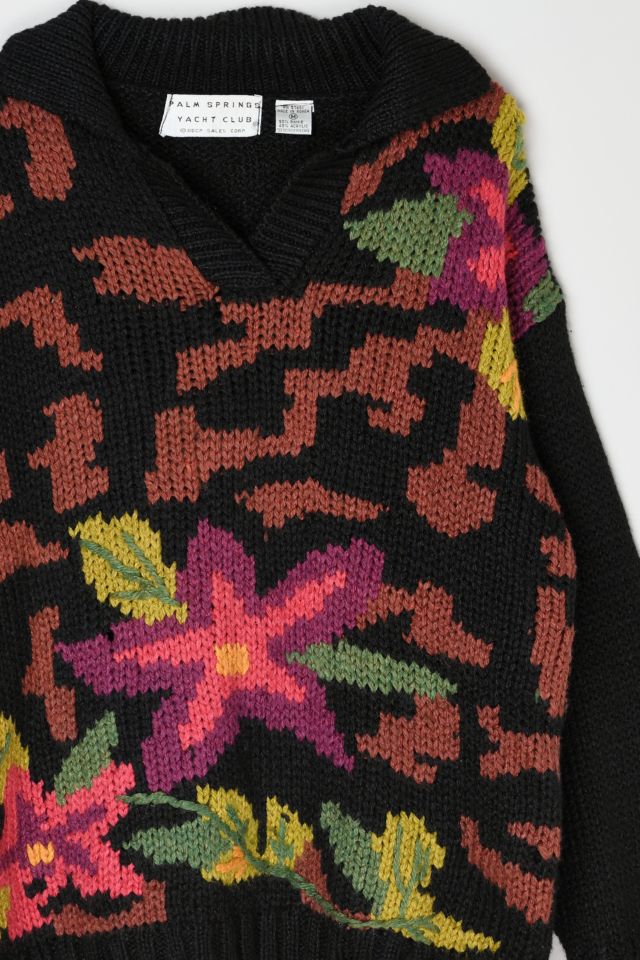 Vintage 90s Flower Patterned Sweater #1