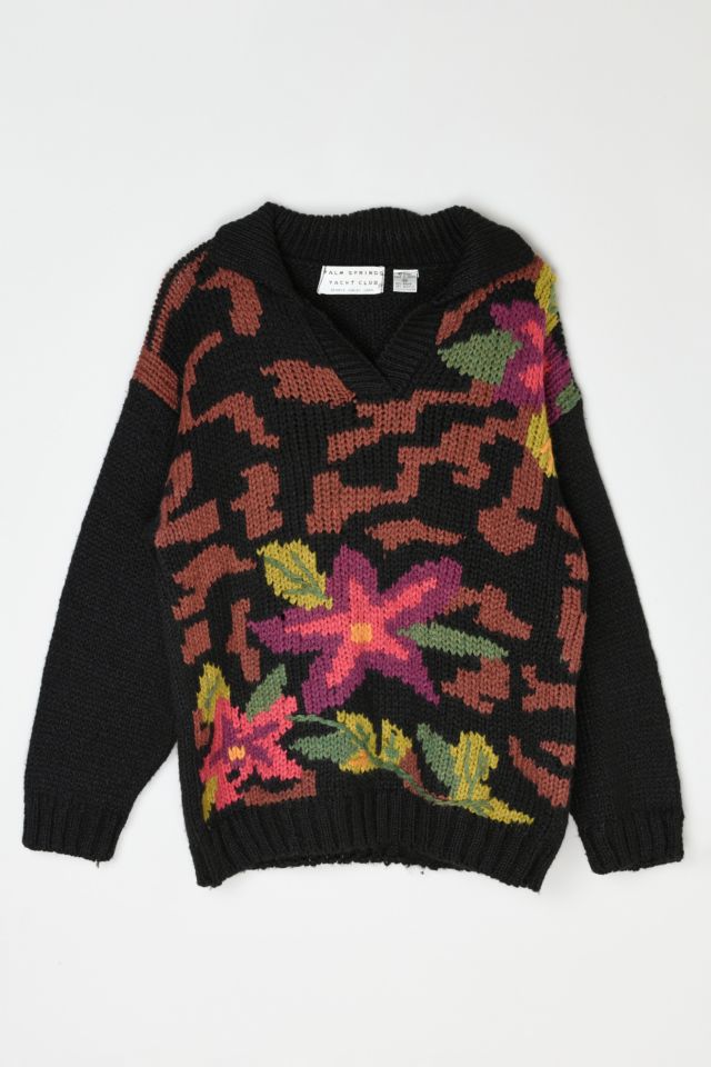 Vintage 90s Flower Patterned Sweater
