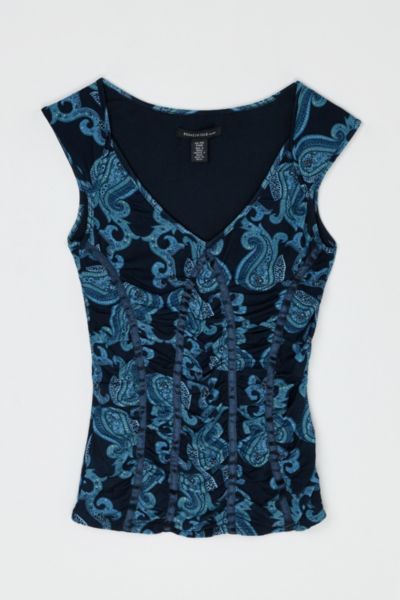 Vintage Y2k Dark Blue Ruched Top