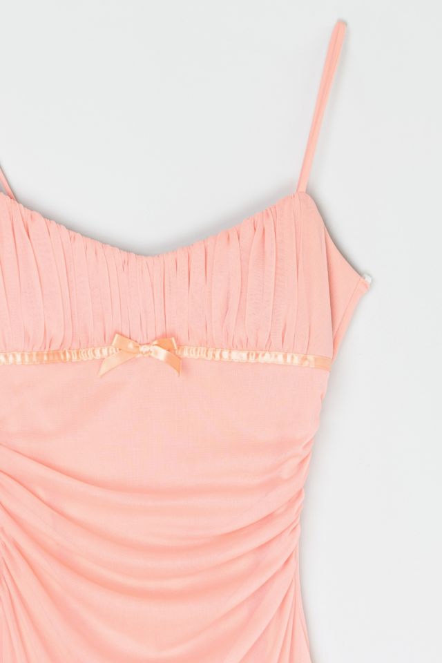 Vintage Y2k Light Pink Ruched Mini Dress #1
