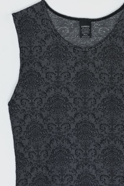 Vintage Y2k Dark Grey & Black Patterned Top